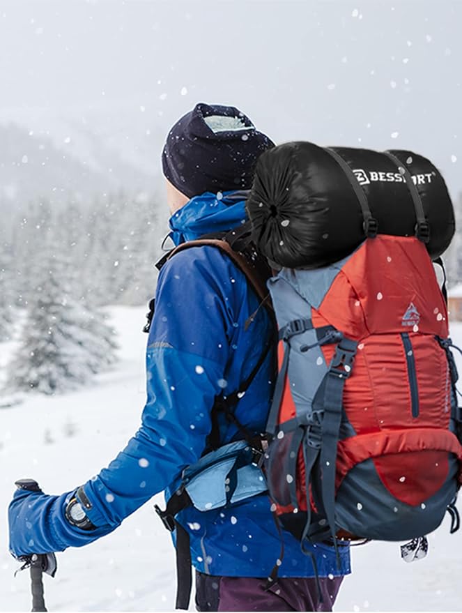 Bessport Mummy Sleeping Bag | 15-45 ℉ Extreme 3-4 Season Sleeping Bag for Adults Cold Weather– Warm and Washable for Hiking Traveling &amp Outdoor Activities