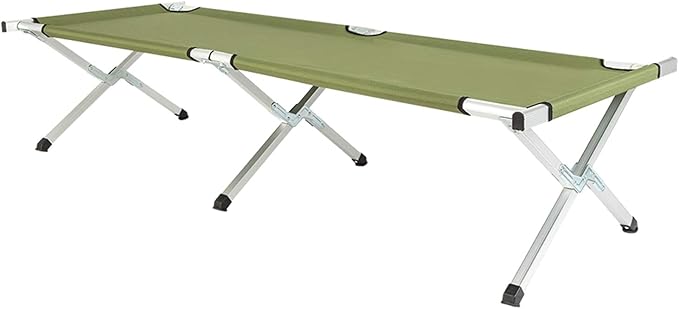 Portable Military-Style Folding Camping Cot with Carrying Bag - Army Green