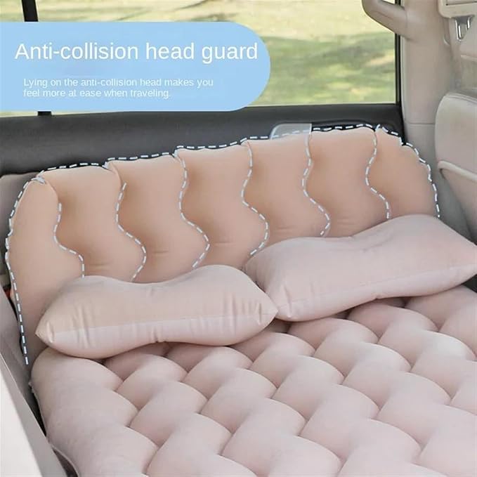 Camping Inflatable Mattress Car Inflatable Mattress Flocked PVC Material Long-Distance Travel Sleeping Pad Outdoor Camping Inflatable Mattress (Black)