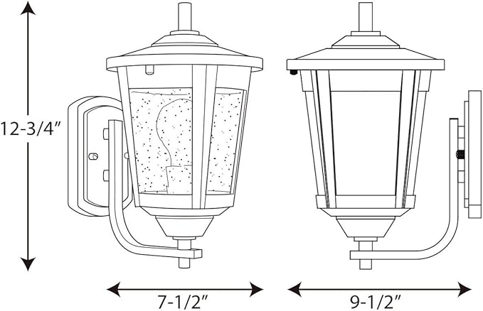 Progress Lighting East Haven Collection 1-Light Clear Seeded Glass Transitional Outdoor Small Wall Lantern Light Textured Black
