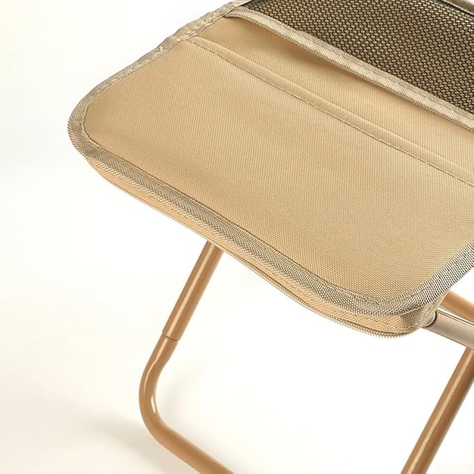 Collapsible Stool Folding Stool For Outdoor Camping Fishing Travel Hiking Oxford Cloth Seat Compact Storage Camping Chair Lightweight For Adults(Khaki S Size)