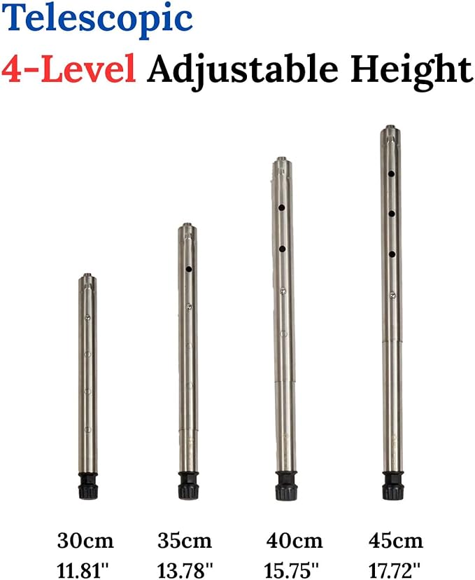 IGT Camping Table Legs 304 Stainless Steel Adjustable Height Telescopic Design Tool-Free InstallationCompatible with Most IGT Frames Outdoor Cooking Picnic BBQ (Set of 4) (S (11.8”–17.7”))