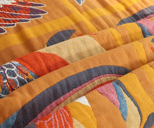 ITFRO Boho Throw Blanket 100% Cotton 4 Layer Muslin Blanket 80x92 Lightweight Breathable Rustic Bed Throw Floral Bird Farmhouse Decor for Sofa Couch (Bird 80x92)