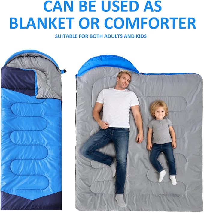 oaskys Camping Sleeping Bag - 3 Season Warm &amp Cool Weather - Summer Spring Fall Lightweight Waterproof for Adults Kids - Camping Gear Equipment Traveling and Outdoors