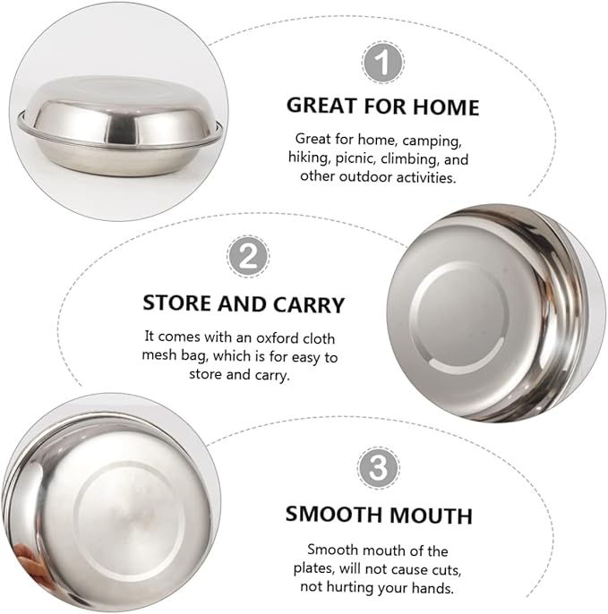 1 Set Outdoor Tableware Portable Camping Dishes and Dinner Plates Lightweight and Durable for BBQ Hiking and Picnic Use with Convenient Storage Bag