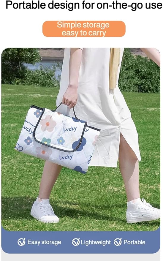 lilaBelle] Thick Picnic Mat【Waterproof Camping Blanket】 Oxford Cloth with PVC Backing Portable Outdoor Cover for BBQ Spring Outing Festival Beach Party Essentials Style D