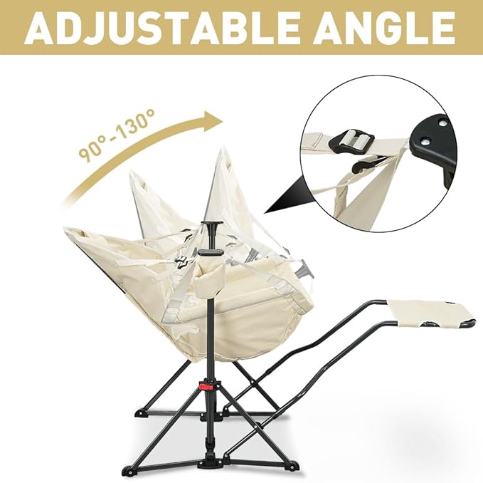 outdoor basic Adjustable Camping Folding Chair with Footrest - Portable Zero Gravity Lounge Chair for Beach Lawn Picnic Fishing &amp Backpacking Trips Supports 600lbs