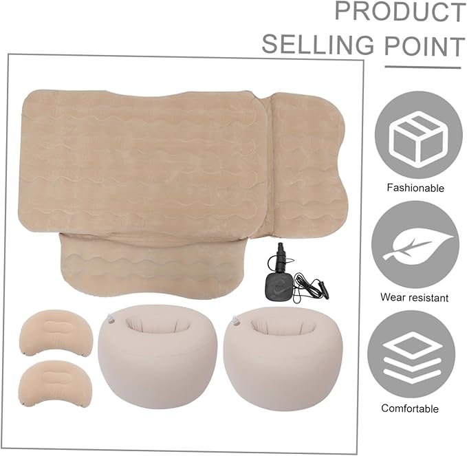 1Set Inflatable Car Mattress for Travel Flocking Air Bed for Back Seat Easy Installation Comfortable Sleeping Pad with Ergonomic Neck Pillow for Suvs and Trucks