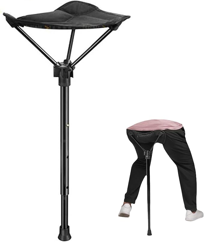Portable Retractable Camping Stool Height-Adjustable One-Legged Chair with Carry Backpack for Fishing Hiking Hunting BBQ Bear up to 150kg