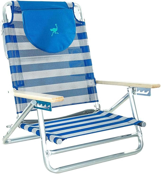 Ostrich SBSC-1016S South Adult Beach Lake Sand Lounging Chair Striped (2 Pack)