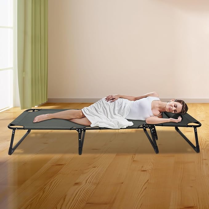 Folding Cot Camping Bed with Easy Setup Supports Adult