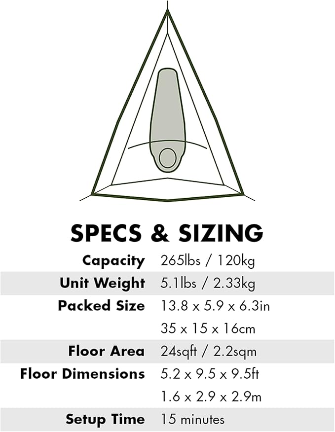 Tentsile UNA V3 Solo Tree Tent Hammock 1-Person Capacity Anti-Roll System Ratchet and Straps Included Portable Tree House Shelter Designed in The UK
