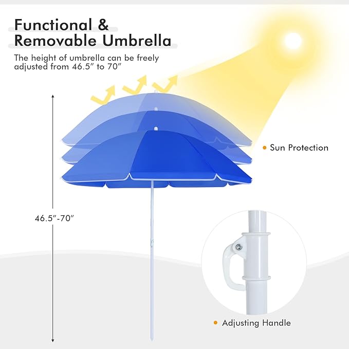 Giantex Double Camping Chair with Umbrella - Folding Picnic Loveseat with Carrying Bag Cooler Bag Table Side Pocket &amp Cupholder Portable Beach Chair for Camping Picnic Fishing Beach