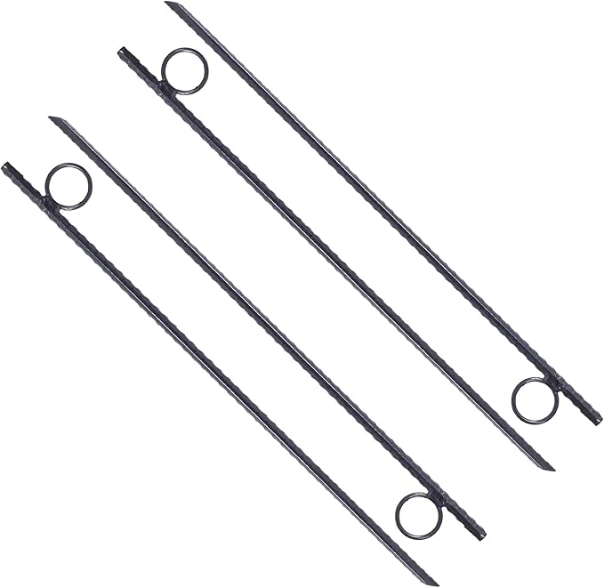 4 Pcs Heavy Duty Steel Rebar Ground Stakes 3/8 x 18 - Tent Canopy Stakes with Angled Ends &amp 1 Loops for Campsites Outdoor Use