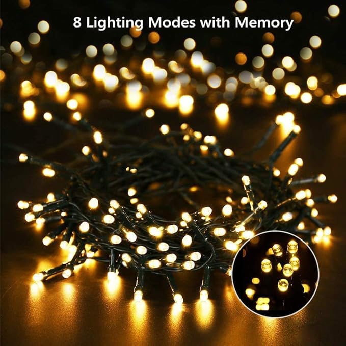 Solar Christmas Decorations String Lights - 2 Pack Total 144ft 400LED 8 Modes Outdoor Fairy String Lights Waterproof Solar Powered Lights for Garden Patio Holiday Christmas Tree Decorations Warm White