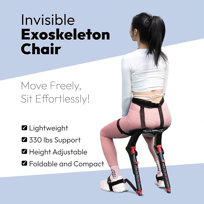 Adjustable Chairless Wearable Invisible Chair Wearable Chair Invisible SeatInvisible Chair Wearable Exoskeleton Human Ergonomics Stool ﻿