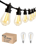 addlon 48FT(2FT Space) LED Outdoor String Lights with 24 Edison Shatterproof Bulbs Heavy-Duty and Weatherproof Strand Commercial Grade Patio Lights Decorative for Garden or Patio Black