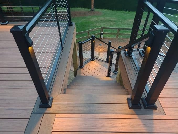 GKOLED Low Voltage LED Wedge Deck Rail Light Landscape Railing Post Fence Accent Lighting 2W 2700K Integrated LED Chips Die-cast Aluminum Powder Coated Finish 12V AC/DC IP65 Rated Black 6-Pack