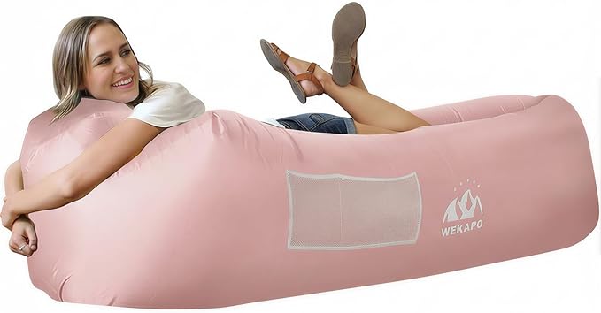 WEKAPO Inflatable Couch Air Lounger Chair - Camping &amp Beach Accessories Portable Blow up Sofa for Hiking Lawn Indoor/Outdoor Movies &amp Music Festivals. Lightweight and Easy to Set Up Air Ham