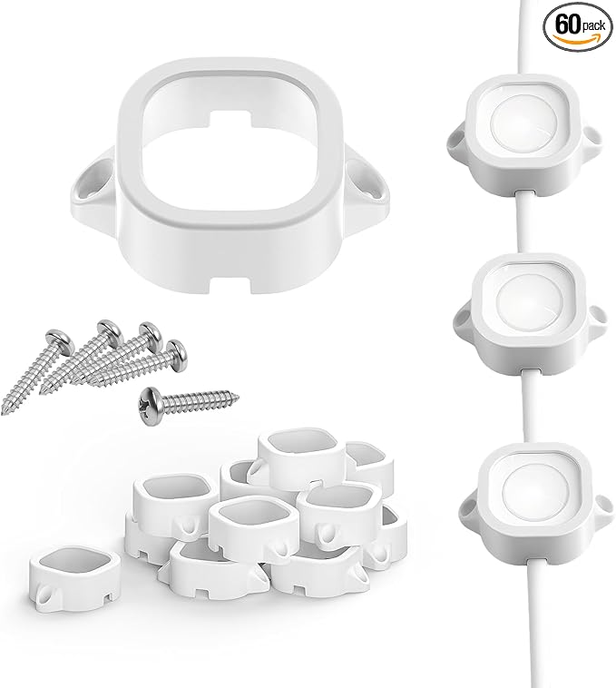 FORHOGAR 60PCS Mounting Brackets Compatible with Govee Outdoor Lights Pro H706 Light Clips for Govee Permanent RGBIC LED Lights 3M Glue Replacement Outdoor Lights Decor Extension(White)