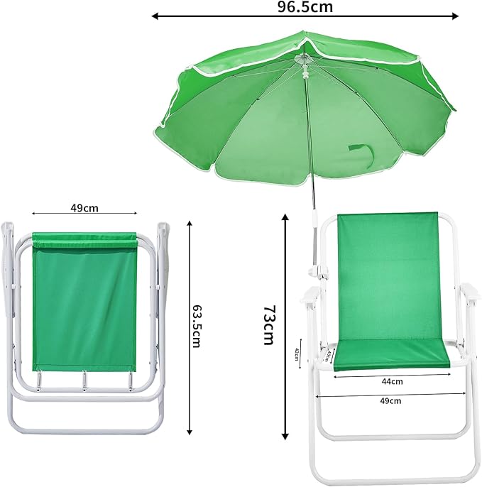 Beach Chair with Umbrella Outdoor Folding Camping Chairs for Adults Lightweight Portable Camp Chairs for Travel Picnic Concert Poolside Park Fishing Backyard Outdoor ActivitiesGreen