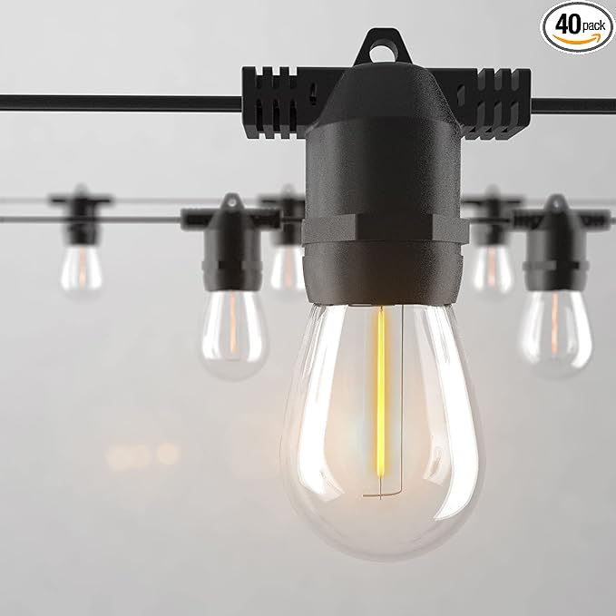 108FT (27FT*4) LED Outdoor String Light Waterproof Terrace Light S14 Shatterproof Replaceable Bulb (4 Spare Bulbs) Connectable (Maximum 918FT) Edison Vintage Backyard Porch Deck Lights