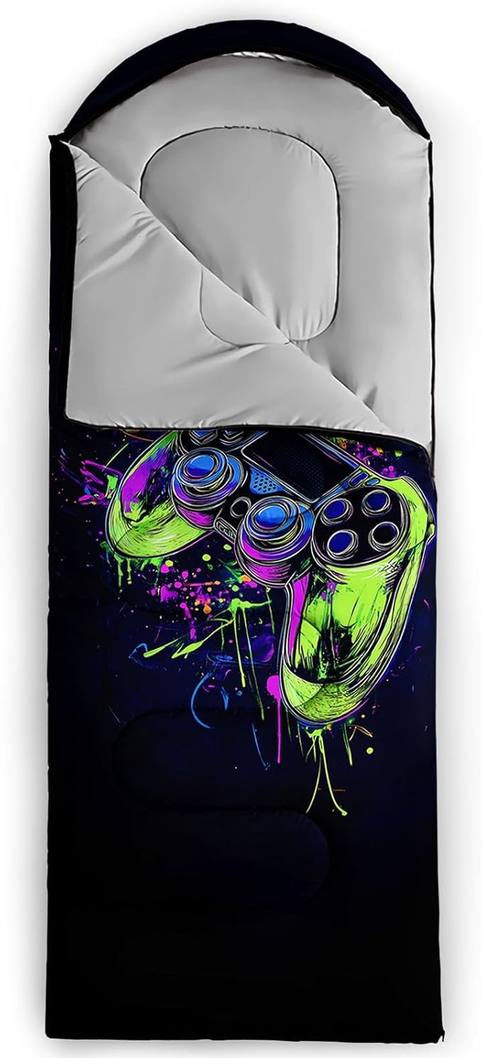 Kids Sleeping Bag for Boys GirlsBlue Ripples Print-Lightweight Warm Portable Outdoor Indoor-Waterproof Cold Weather Resistant Sleeping Bag for Camping Hiking