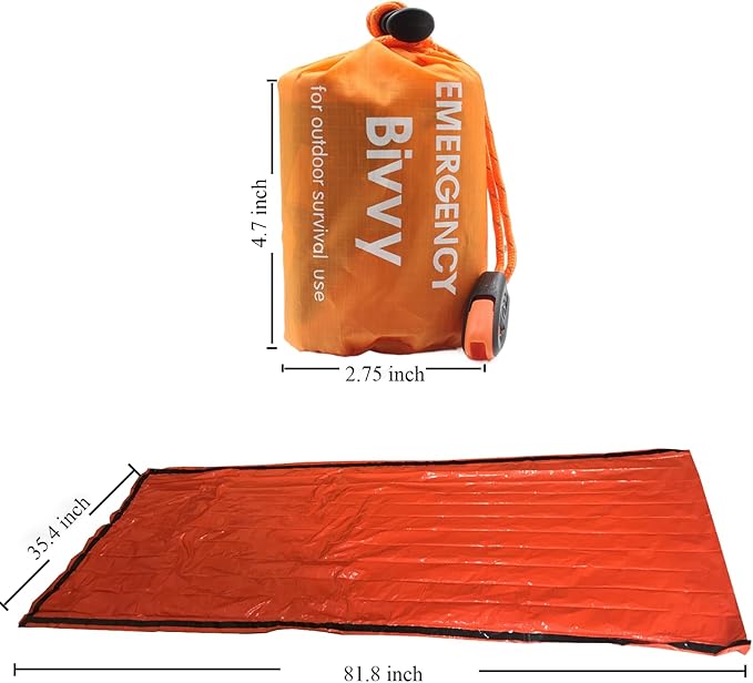 Emergency Sleeping Bag for Survival1 Pack Bivvy Bag Storage Bag with Whistle Camping Hiking Keep Warm Outdoor Adventures