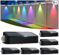 Solar Fence Lights Outdoor 6 Pack Deck Lights with 12 Mode RGB Color Changing Warm/Cool White IP65 Waterproof Dusk to Dawn Solar Light for Fence Wall Patio Step Backyard Outside
