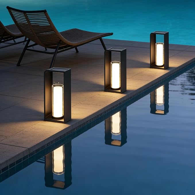 MIXL- Outdoor Solar Floor LanternIP67 Waterproof Landscape LightTall Flameless Outdoor Lamp Suit for Porch Garden Lawn and Driveway