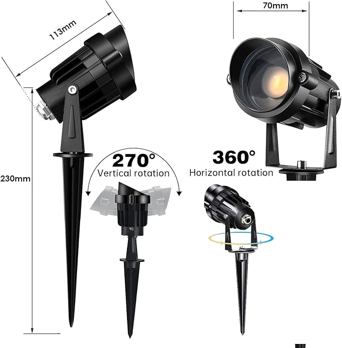 Low Voltage Landscape Lights with Connectors Outdoor: 7W 700LM LED Landscape Lighting for Tree Garden Yard Pathway | 12V 24V Warm White 3000K Spotlights | IP66 Waterproof | 2 Pack