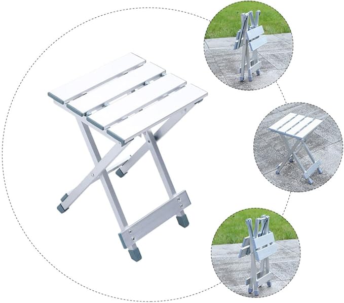 CHILDWEET Outdoor Folding Chair Aluminum Alloy Stool Multipurpose Portable Stool for Kitchen Garden