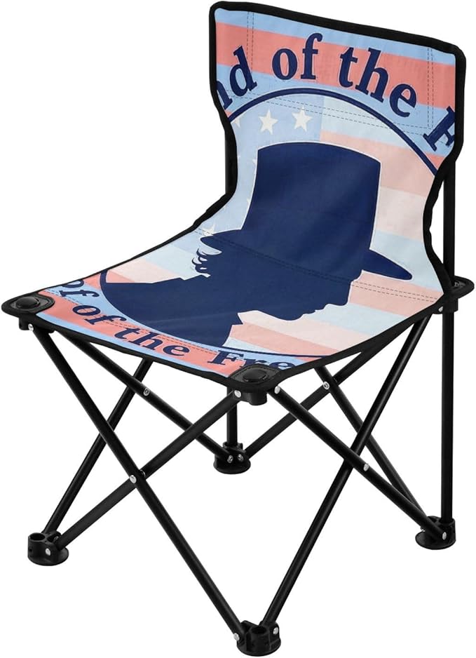 4th of July Independence Day Land of Free Blue Silhouette Packable Camping Chairs for Adults Ultra-Lightweight Backpack Chair Includes Carry Bag Hiking Chairs Backpacking Ultralight for Concert