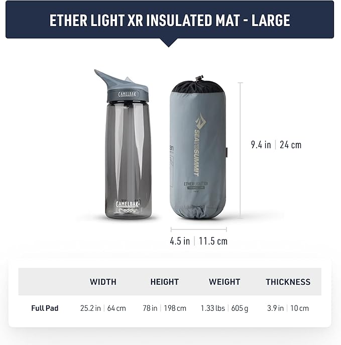 Sea to Summit Ether Light XR Insulated Sleeping Pad Tapered - Large (78 x 25 x 4 inches)