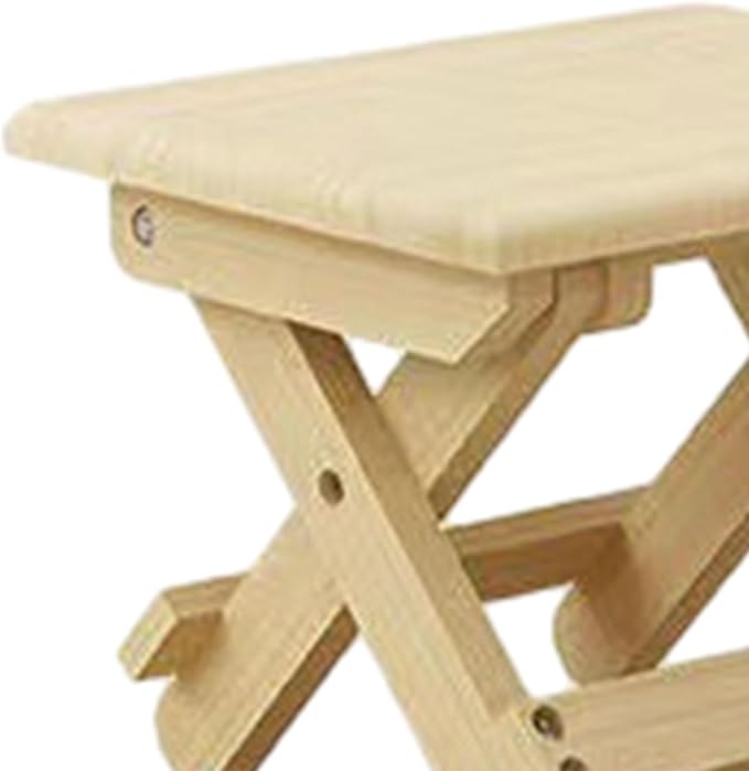 Compact Folding Wooden Stool Garden Stool Reinforced Cross Bar Picnic Stool for Bedroom 2 Piece