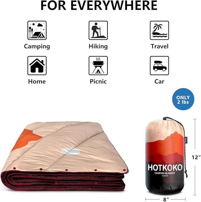 Camping BlanketLightweight Puffy Printed Camping Blanket Packable Outdoor Blanket for CampingTraveling Stadium Hiking Picnics