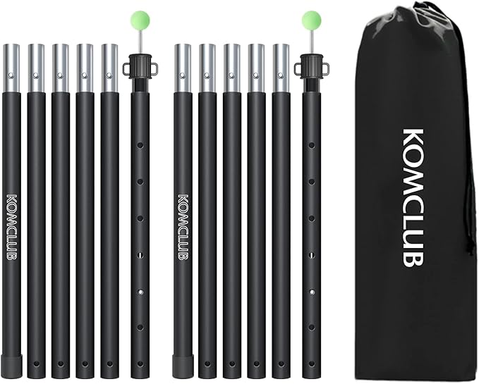 KOMCLUB Tent Poles Adjustable Lightweight Camping Tarp Poles 82.68 Aluminum Alloy Telescoping Solar sail Poles for Awning Canopy Tent Tarp Hiking Light Weight and Easy to Carry (2PC &amp Black)