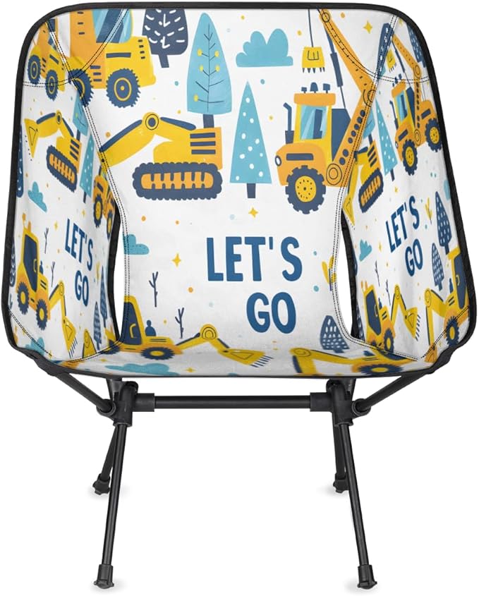 Excavator Truck Digger Camping Chair Lightweight Portable Chairs for Adults Easy Installation Outdoor Foldable Camping Chair for Camping Fishing Hiking Picnic Beach