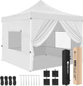 Yesker 10x10 Pop Up Canopy Tent with 4 Sidewalls Portable Folding Outdoor Canopy Easy Setup Gazebo Waterproof Instant Popup Shelter Tent w Wheel Carry Bag sandbags for Events Parties Camping White