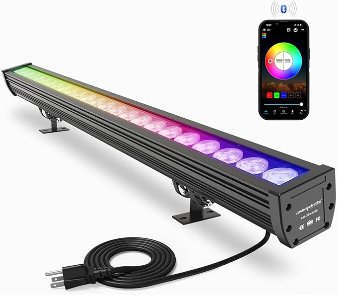 Smart LED Wall Washer Light 168W RGB+CW Color Changing Linear Light Bar with Group and Individual Control Music Sync Timing 120VAC Dimmable Smart Uplight for Outdoor &amp Indoor Lighting Projects