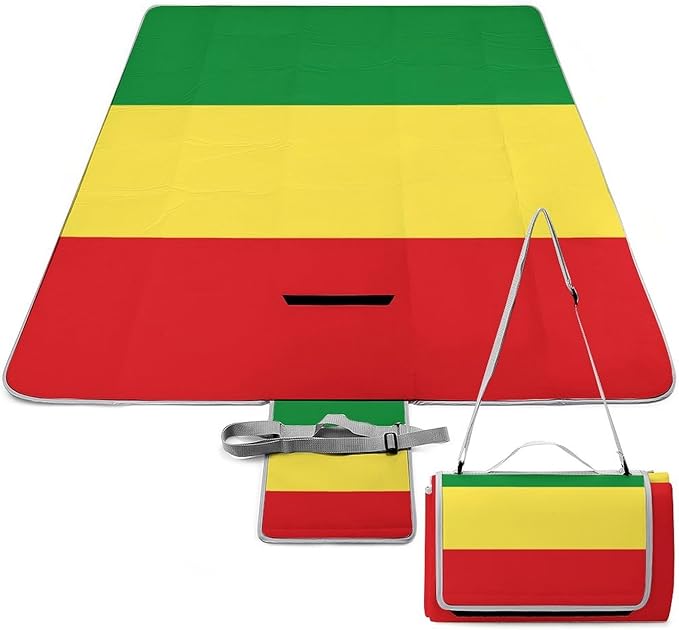 Jamaican Lion of Judah Rasta Lion King Waterproof Outdoor Picnic Blanket Sandproof Beach Mat for Camping Hiking Grass Travelling