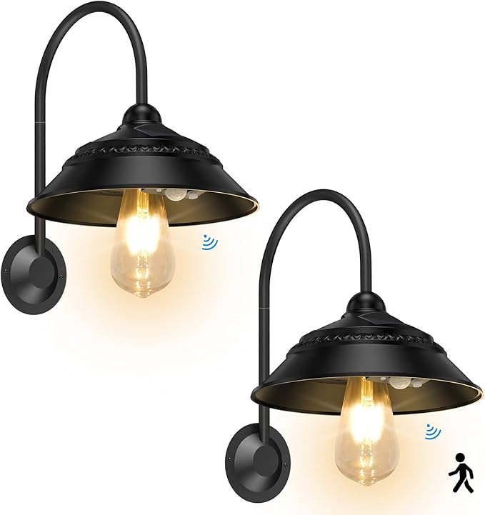 Aqonsie Solar Barn Lights Outdoor Vintage Rustic Solar Chicken Coop Light with 3 Lighting Modes &amp Motion Sensor Waterproof Outdoor Wall Mount Light for Barn Shed Chicken Coop