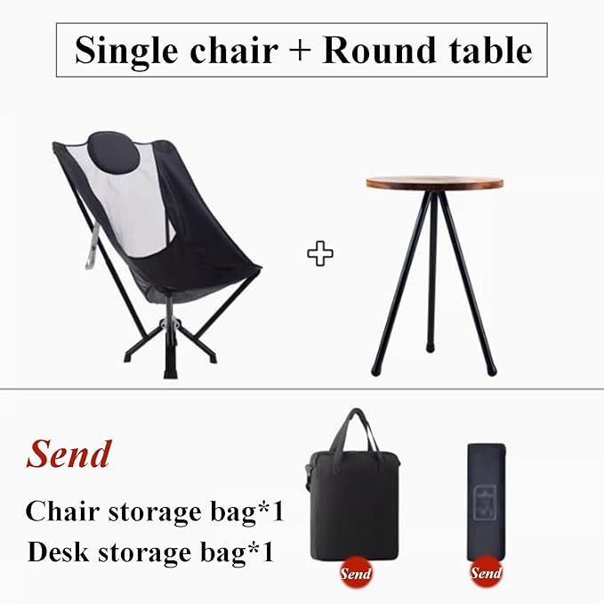 High-End Outdoor Folding Moon Chair with Headrest Aluminum Frame 500kg Capacity Nylon Seat Side Pockets Carry Bag for Camping Picnic Travel