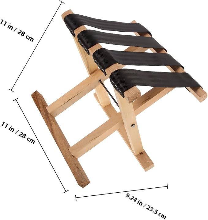 Alipis Portable Folding Camping Stool with Solid Wood Frame 28cm Height Small Foldable Fishing Chair for Outdoor Hiking and Travel
