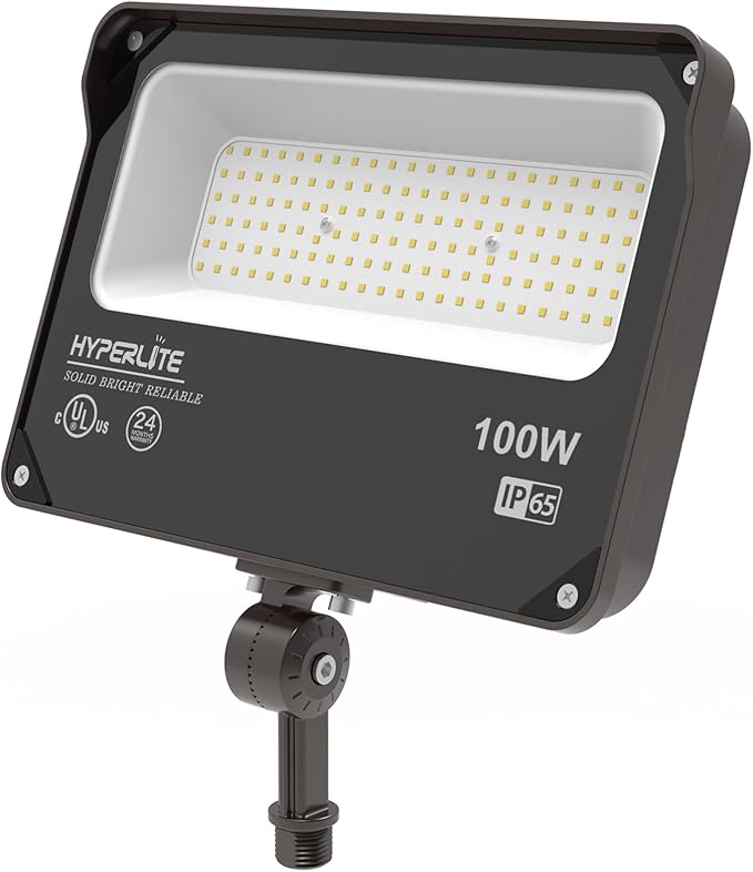 HYPERLITE LED Flood Light 100W 11000LM 5000K Flood Lights Outdoor with Knuckle Mount IP65 Waterproof Flood Lights for YardGardenPlayground UL Certified