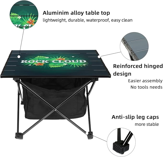 ROCK CLOUD Portable Camping Table Ultralight Aluminum Camp Table with Storage Bag Folding Beach Table for Camping Hiking Backpacking Outdoor Picnic Limited Edition Tabletop