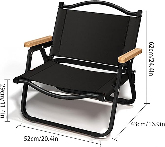 Folding Camping Chair Modern Outdoor Folding Chairs with Wood Armrest Portable Outdoor Folding Chairs for Adults Heavy Duty for Beach Fishing Trip Picnic