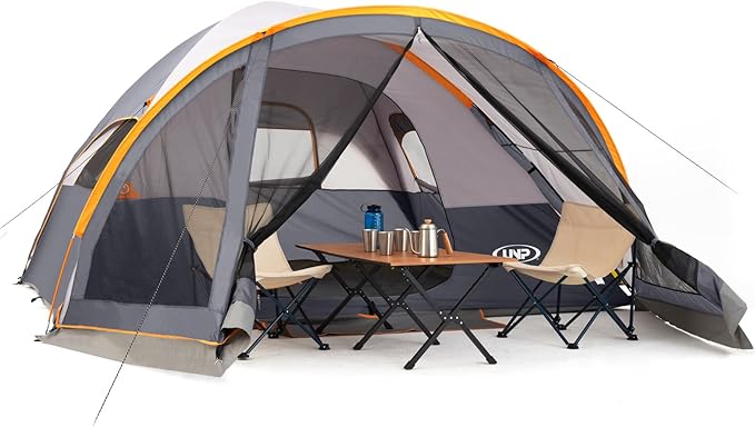 UNP Camping Tent with Screen Room Portable 6 Person Camping Tent with Screen Porch Family Dome Tent for Camping Outdoor - 14'x11'x72''(H)
