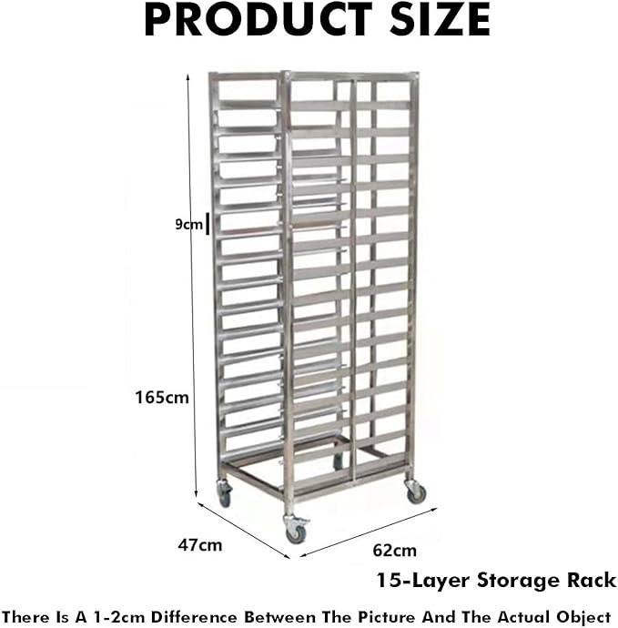Quick Rack for Baking Pans15-Tier Rolling Bread Pan Rack - Quick Baking Solution for Food Service Bakeries &amp Restaurants - Heavy-Duty Stainless Steel Space-Saving Design Easy Mobility