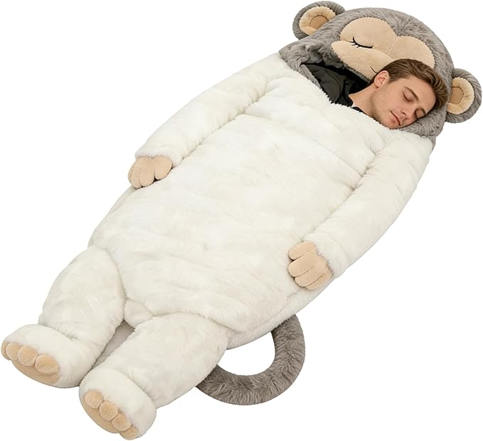 Giant Monkey Sleeping Bag for Human Monkey Shaped Animal Sleeping Bags for Adults for Indoor Use Or Camping TripsSleepovers